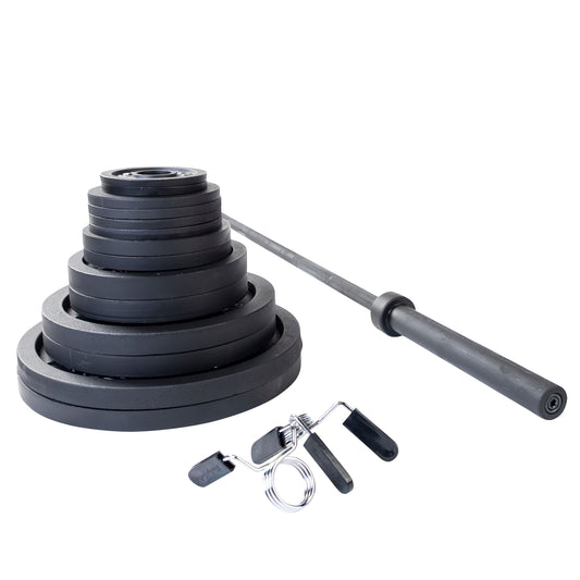 Body-Solid Cast Iron Plate & Barbell Set OSB