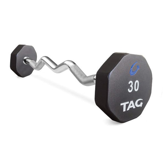 TAG 8-Sided Virgin Rubber Fixed Barbell w/ EZ Curl