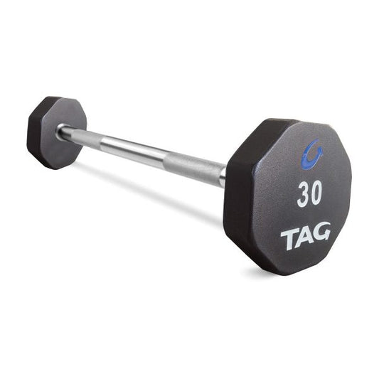 TAG Fitness 8-Sided Virgin Rubber Fixed Barbell w/ Straight Bar