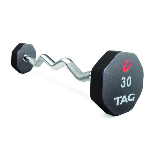 TAG 8-Sided Ultrathane Fixed Barbell w/ EZ Curl Handle