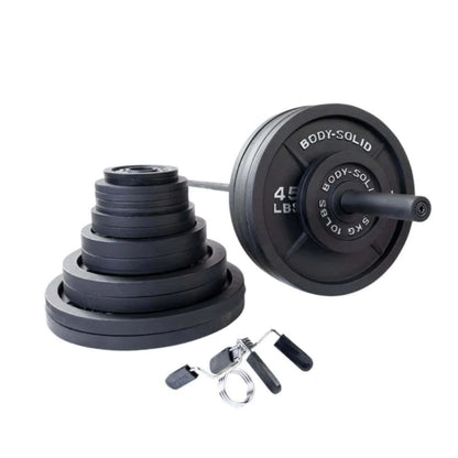 Body-Solid Cast Iron Plate & Barbell Set OSB